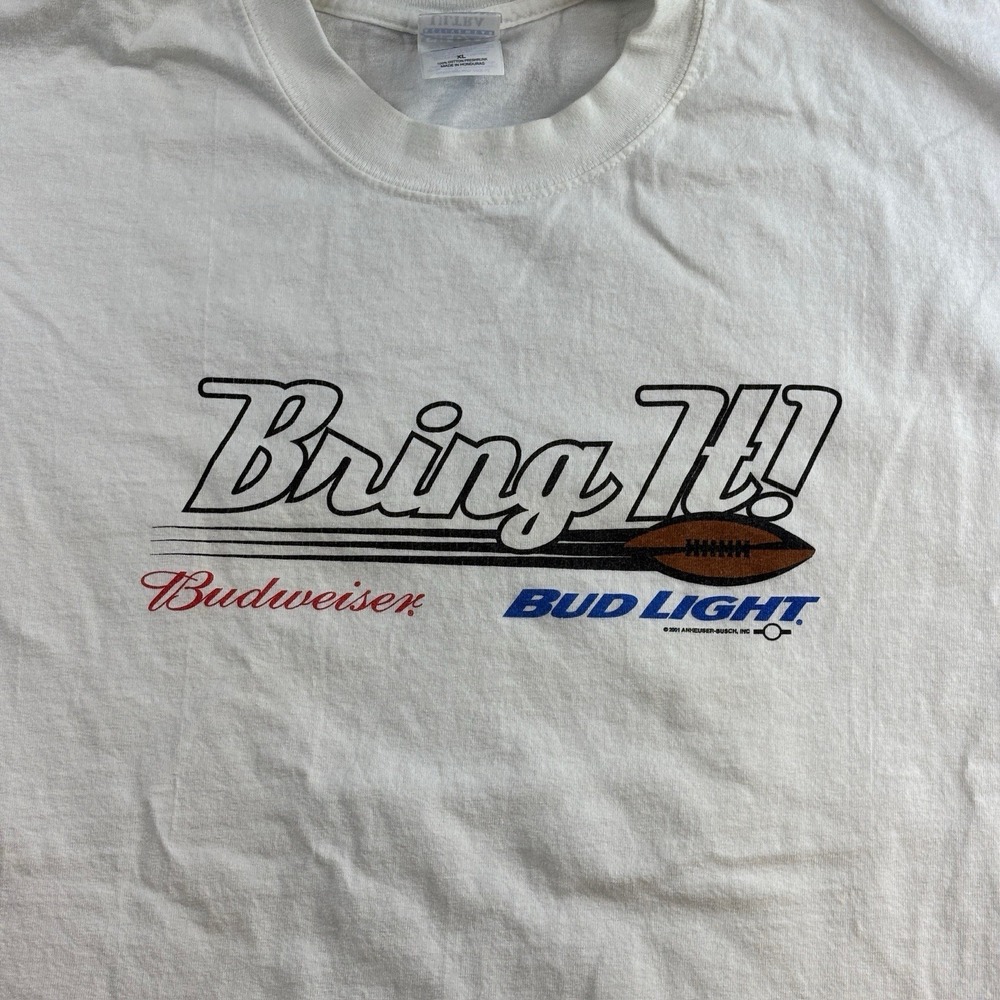 VTG‎ Budweiser Bud Light Bring It T Shirt White Men's XL - Picture 5 of 13